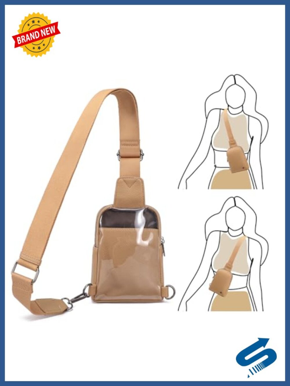 Faux Leather Crossbody Sling Bag Touchscreen Phone Purse Anti Theft Small - Picture 4 of 6